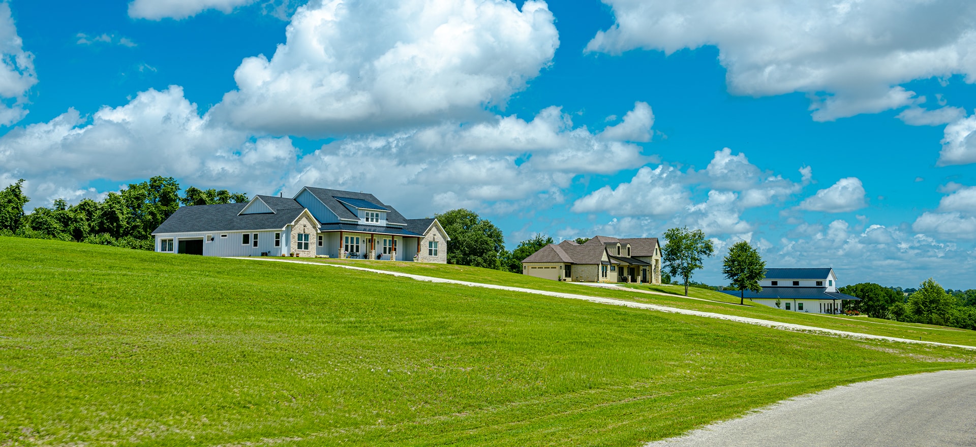 Homes on a green hillside
