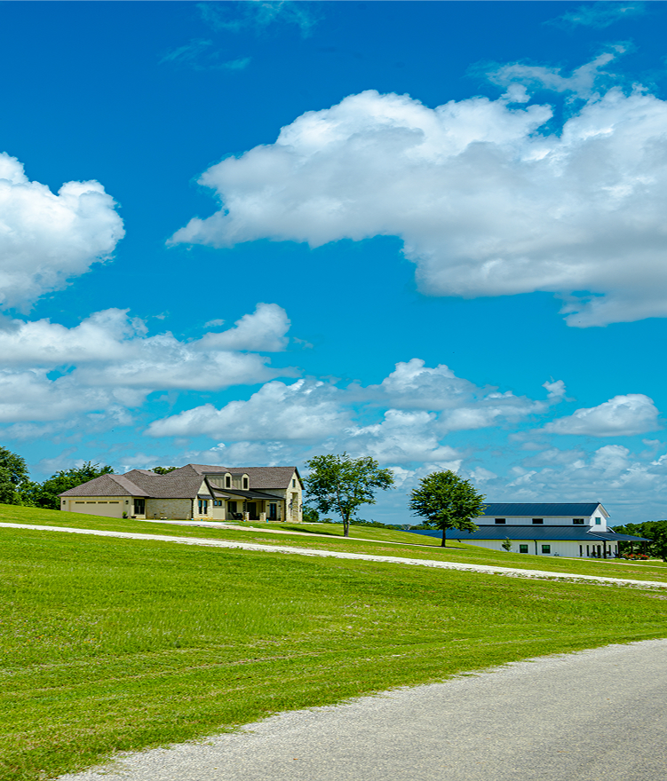 Homes on a green hillside